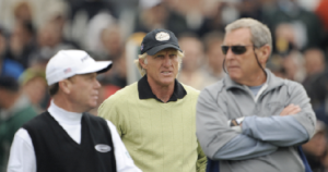 Jeff Sluman, Greg Norman and Fuzzy Zoeller at the 2008 Senior PGA Championship -image credit PGA of America